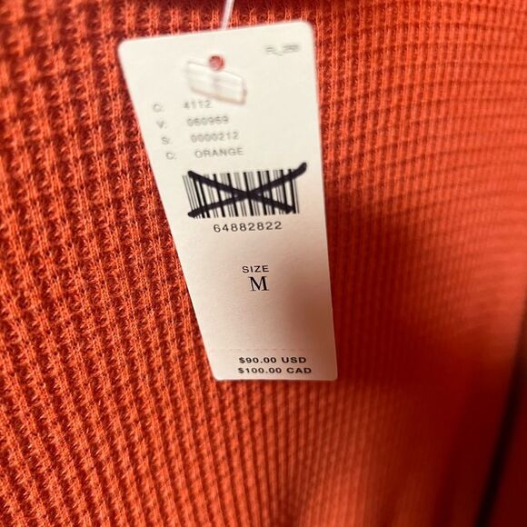 T.La x Anthropologie Sloan Mock Neck Waffle Thermal Tunic Top in Orange - Picture 5 of 7